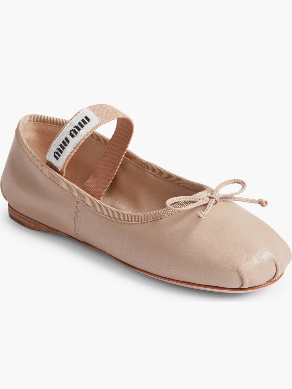 Miu Miu Leather Ballet Flats Beige 37